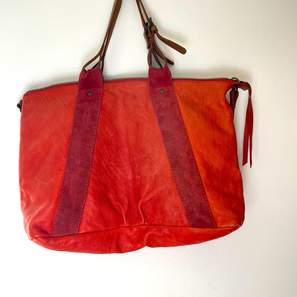 Orange leather bag